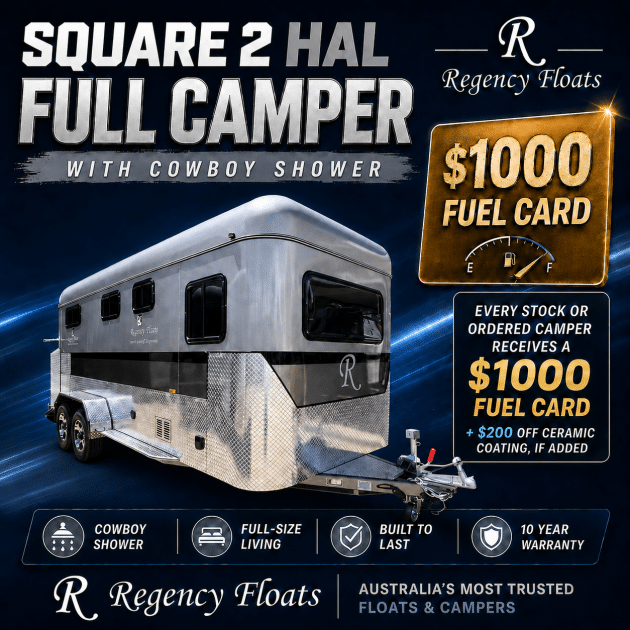 RF602 | EOFY SPECIAL | Square 2 HAL Full Camper 2500mm x 750mm bay | Cowboy Shower