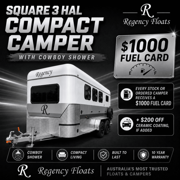 RF607 | EOFY SPECIAL | Square 3 HAL Compact Camper 2400mm x 720mm bay | Cowboy Shower