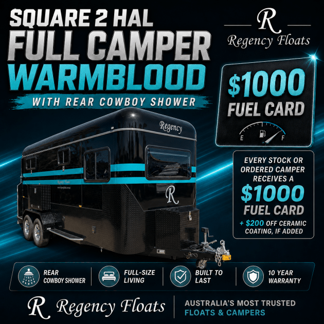 RF609 | EOFY SPECIAL | Square 2 HAL Full Camper Warmblood 2600mm x 850mm bay | Cowboy Shower