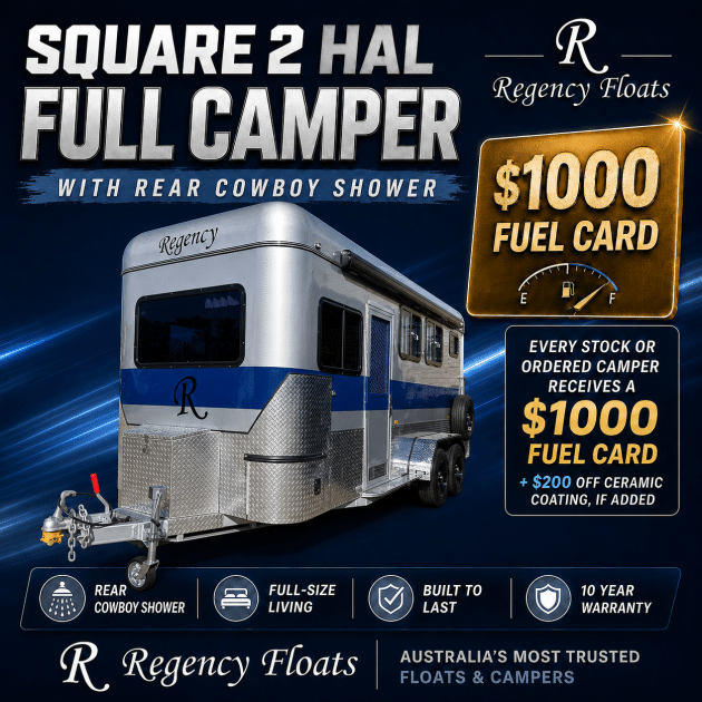 RF610 | EOFY SPECIAL | Square 2 HAL Full Camper 2500mm x 750mm bay | Cowboy Shower