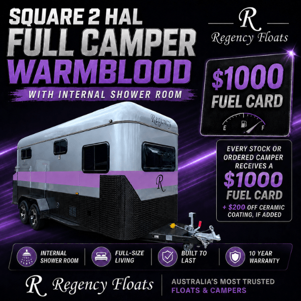 RF595| EOFY SPECIAL | Square 2 HAL Full Camper Warmblood 2600mm x 850mm bay | Internal Shower