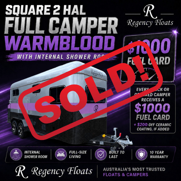 RF595| EOFY SPECIAL | Square 2 HAL Full Camper Warmblood 2600mm x 850mm bay | Internal Shower
