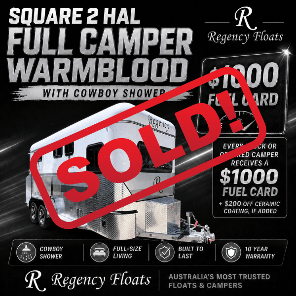 RF597 | EOFY SPECIAL | Square 2 HAL Full Camper Warmblood 2600mm x 850mm bay | Cowboy shower