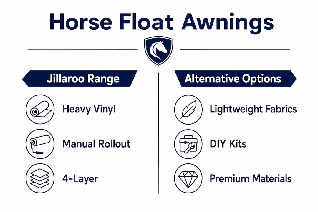 Infographic comparing horse float awnings types and features